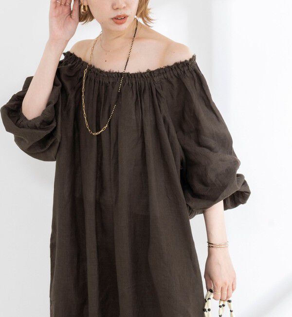 NOLLEY'S sophi「【WALANCE/ワランス】natural dye linen balloon sleeve dress」|ワンピース|ダークブラウン