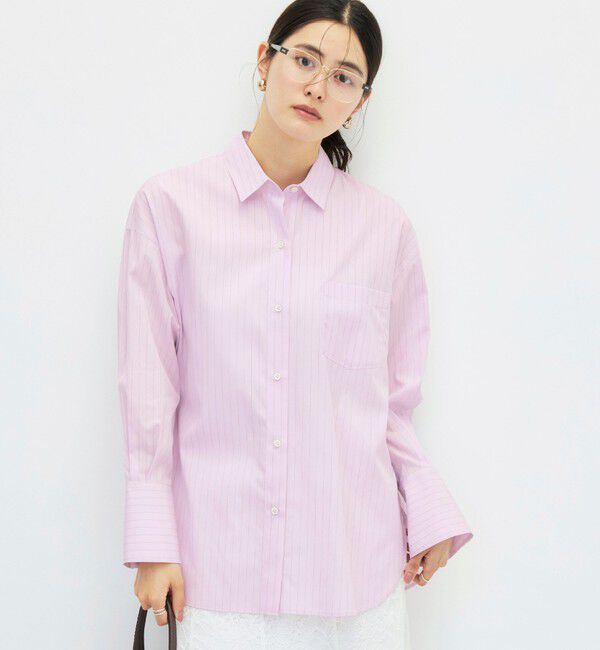 NOLLEY'S sophi「ウォッシャブル120/2ストライプオーバーシャツ」|シャツ・ブラウス|