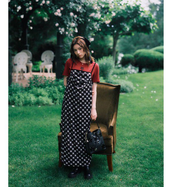 VIS「【MARY QUANT&times;VIS】チェックベロアドレープキャミワンピース」|ワンピース|