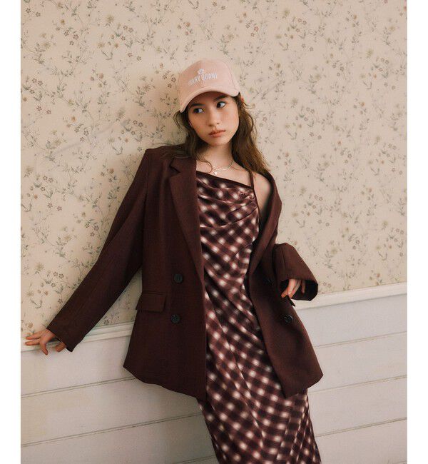VIS「【MARY QUANT&times;VIS】チェックベロアドレープキャミワンピース」|ワンピース|