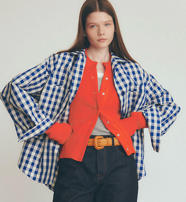  「THE SHINZONE | COTTON LONG RIB CARDIGAN WOMEN」|ニット・セーター|RED