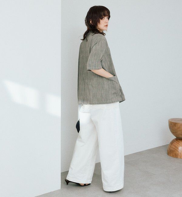  「【軽量】バンピーチェックハーフスリーブジャケット」|テーラードジャケット|
