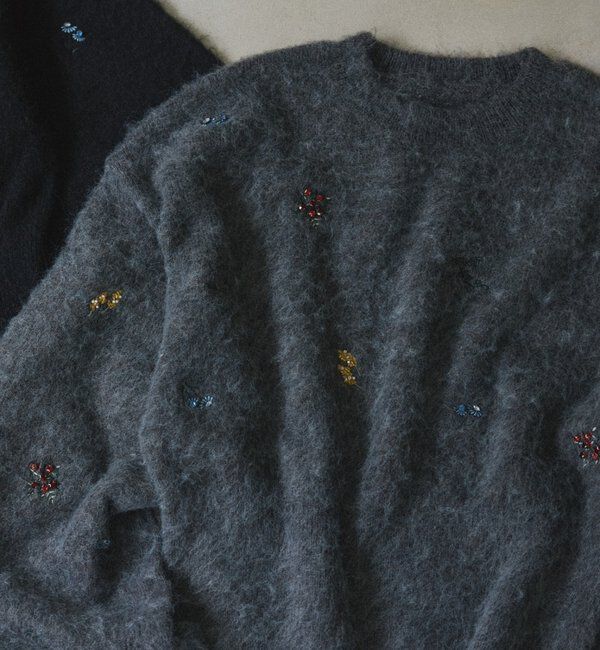  「刺繍ビジューニットプルオーバー」|ニット・セーター|