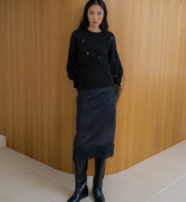  「刺繍ビジューニットプルオーバー」|ニット・セーター|