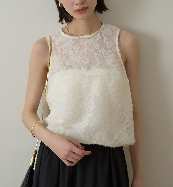 Rouge vif「【一部店舗限定】フラワーフェザーアメスリブラウス」|シャツ・ブラウス|アイボリー