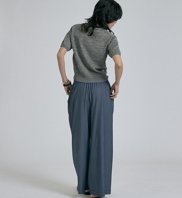 qualite「【きれいめ夏ニットはコレ！】カラーポリリネンVネックニット」|ニット・セーター|