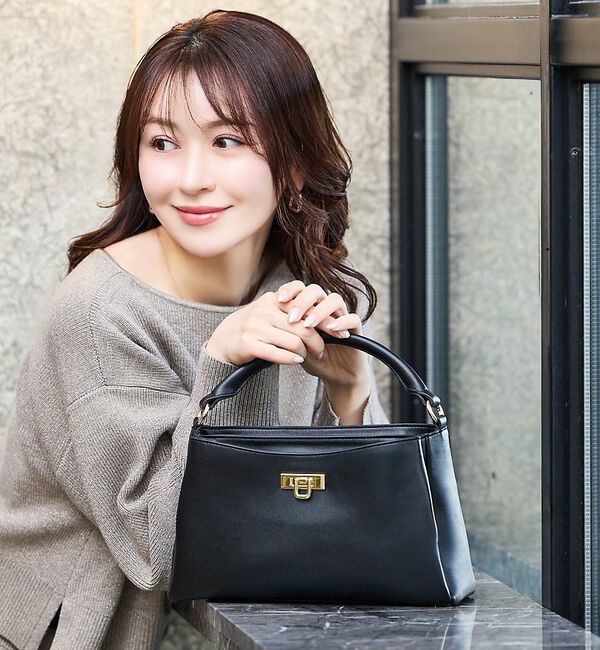 LOWELL things「【再入荷/ちばゆかさんコラボ】3WAYスクエアハンドバッグ」|ハンドバッグ|ブラック