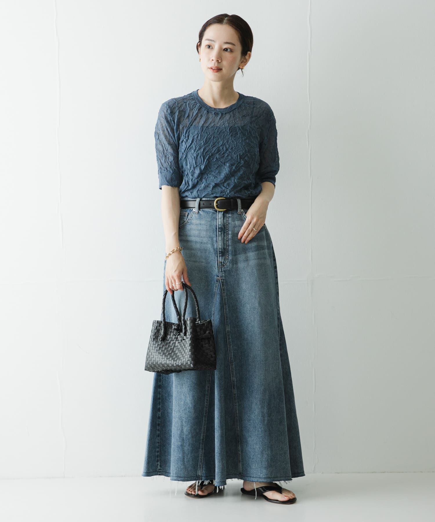 URBAN RESEARCH「new basic　リネン混ワッシャーハーフスリーブニット」|ニット・セーター|