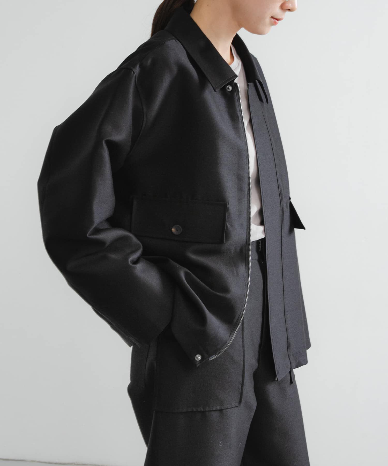 URBAN RESEARCH「new basic　WOOL SILK BOX JACKET」|ノーカラーコート|