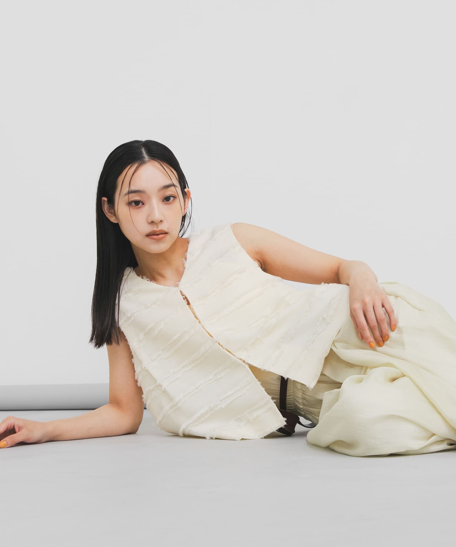  「『STAFF DESIGN PROJECT』フリンジボーダーベスト」|ベスト・ジレ|ホワイト系その他