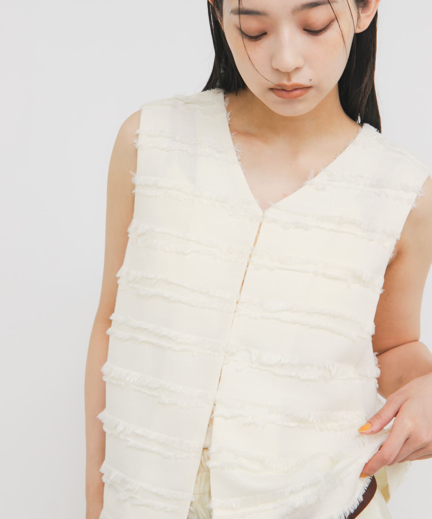  「『STAFF DESIGN PROJECT』フリンジボーダーベスト」|ベスト・ジレ|
