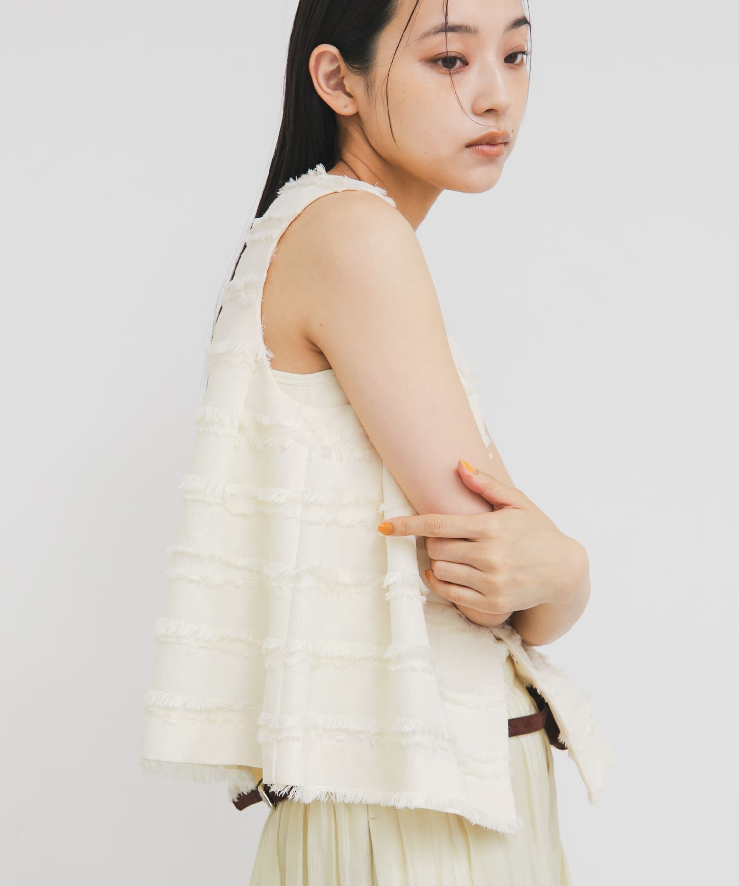  「『STAFF DESIGN PROJECT』フリンジボーダーベスト」|ベスト・ジレ|