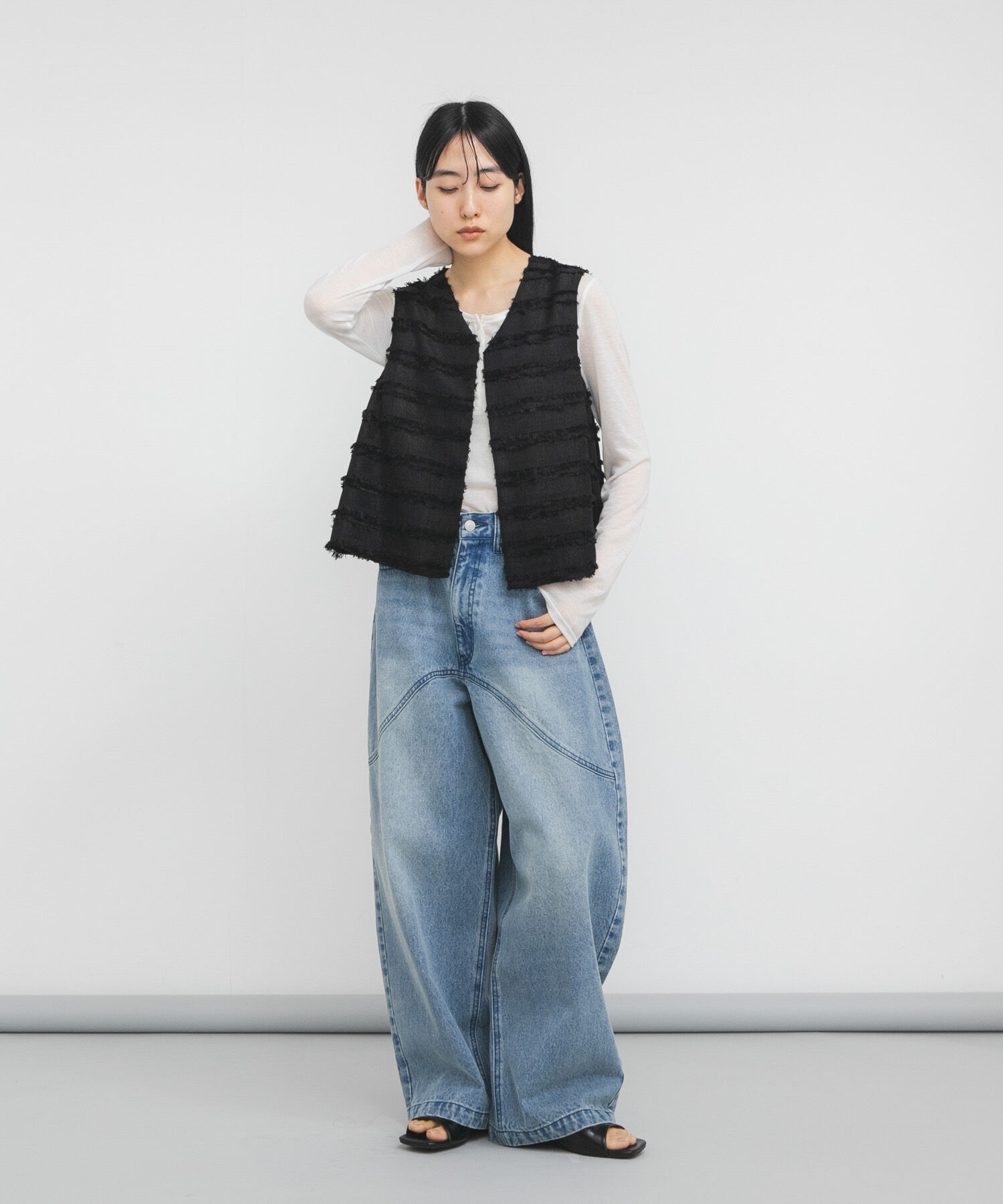 「『STAFF DESIGN PROJECT』フリンジボーダーベスト」|ベスト・ジレ|