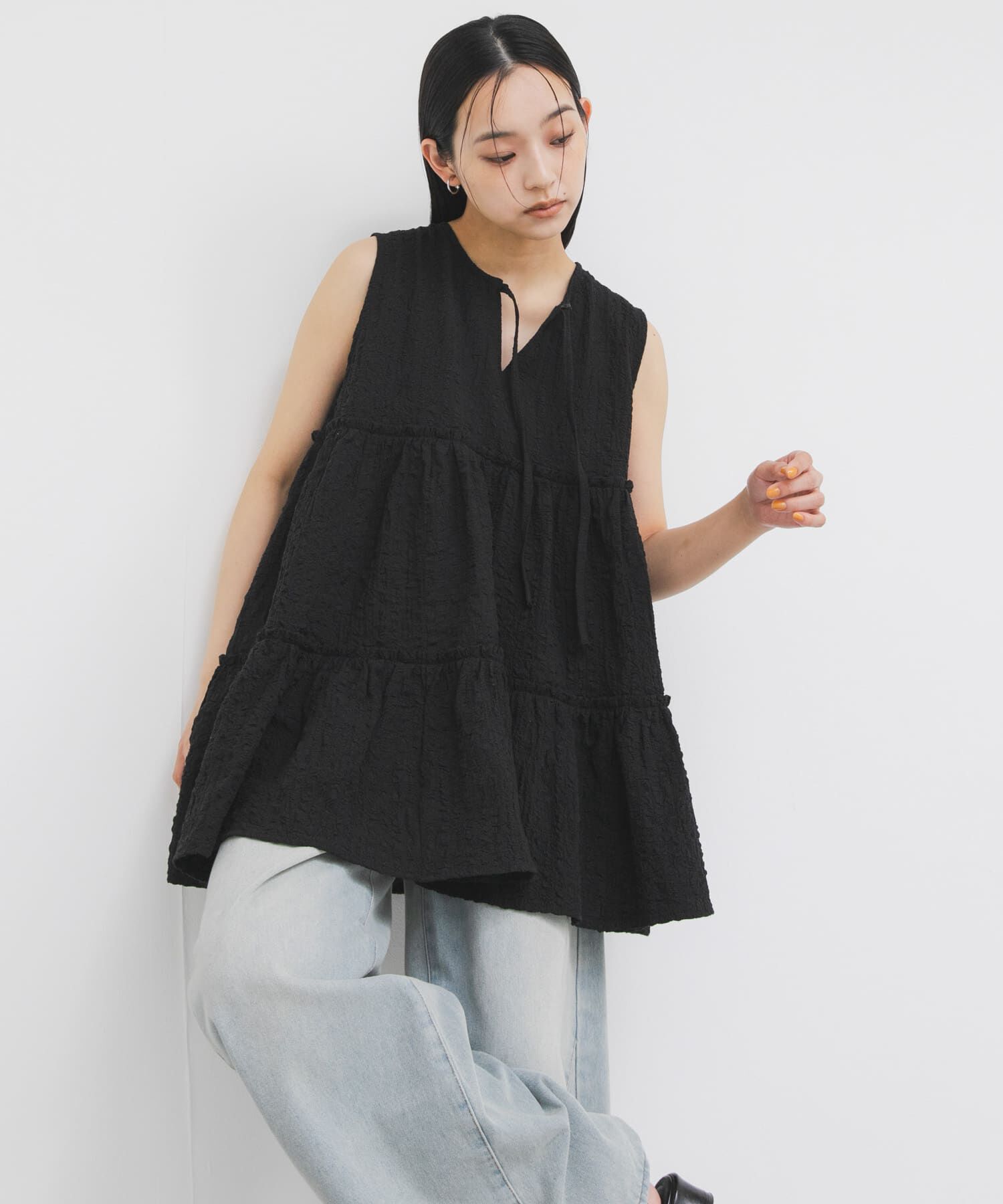  「『STAFF DESIGN PROJECT』2WAYティアードチュニック」|チュニック|ブラック