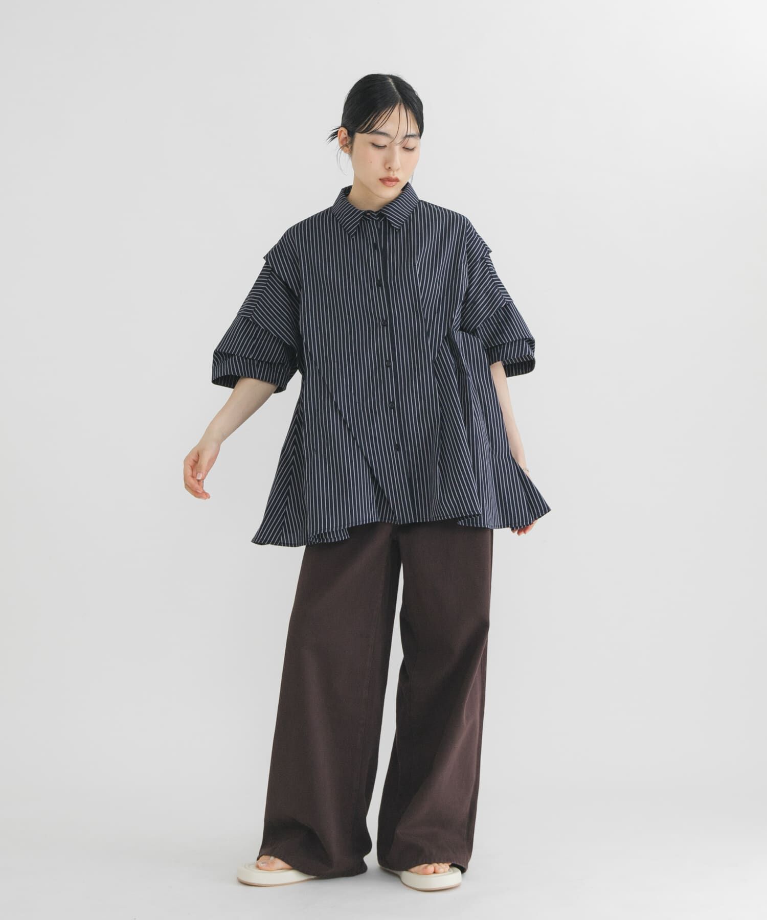  「ランダムタックハーフスリーブシャツ」|シャツ・ブラウス|