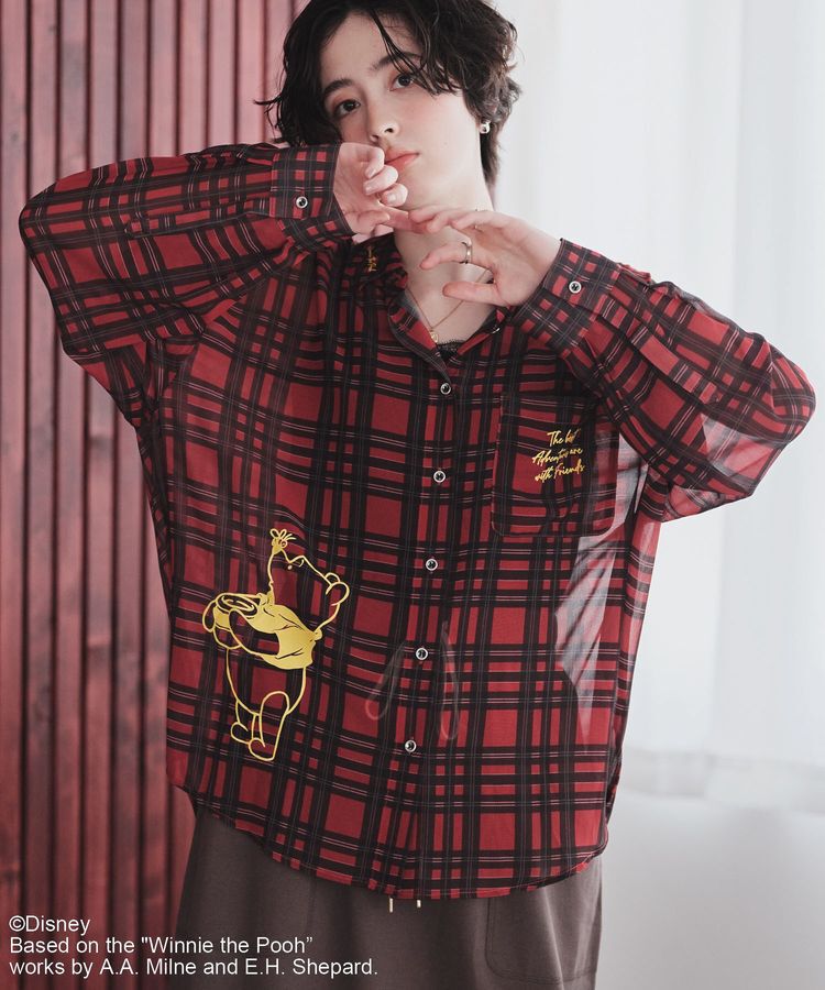 Green Parks「Winnie the Pooh/シアーチェックシャツ」|シャツ・ブラウス|Red
