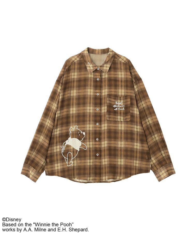 Green Parks「Winnie the Pooh/シアーチェックシャツ」|シャツ・ブラウス|Brown