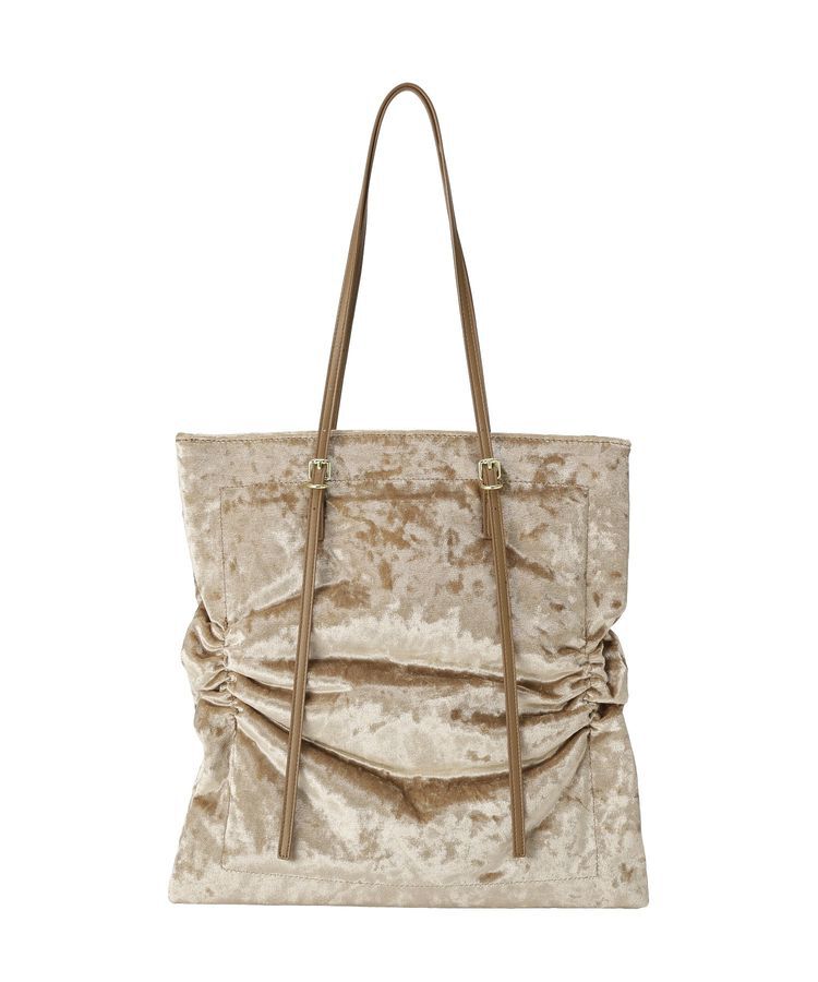 Green Parks「クラッシュベロアトートバッグ」|トートバッグ|Beige