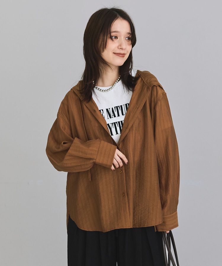 Green Parks「シアーフードシャツ」|シャツ・ブラウス|Brown