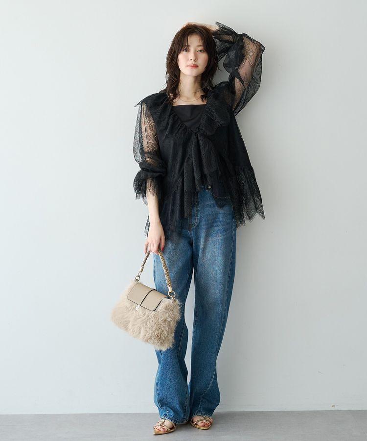 YECCA VECCA「スカラップレースカーディガン」|カーディガン|