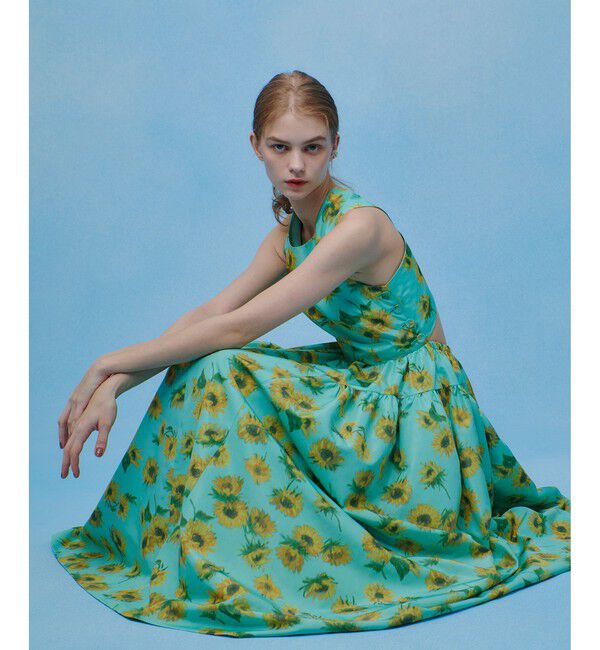 LOULOU WILLOUGHBY「WEB 一部店舗限定 サンフラワープリントバッククロスワンピース」|ワンピース|