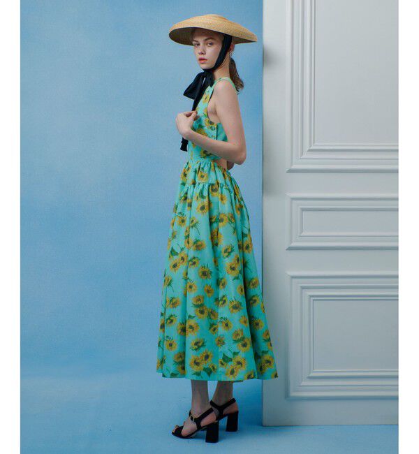 LOULOU WILLOUGHBY「WEB 一部店舗限定 サンフラワープリントバッククロスワンピース」|ワンピース|