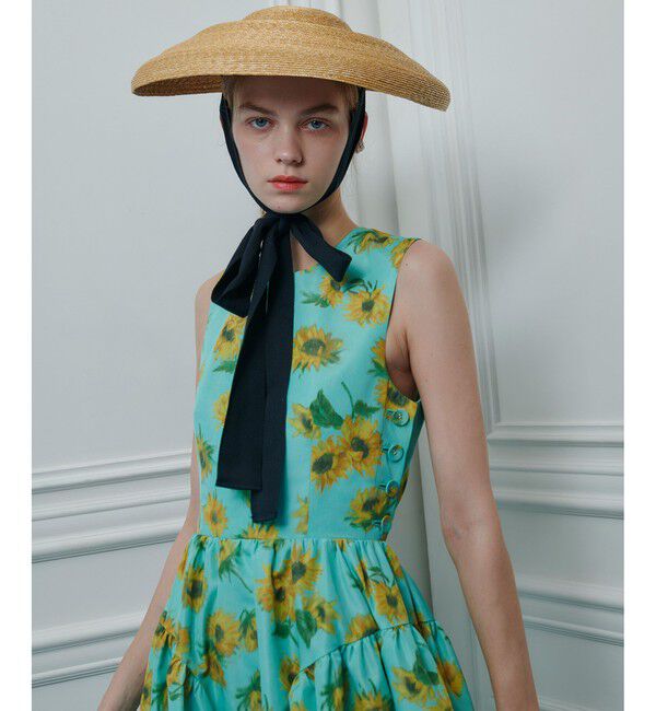 LOULOU WILLOUGHBY「WEB 一部店舗限定 サンフラワープリントバッククロスワンピース」|ワンピース|