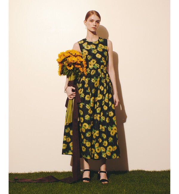 LOULOU WILLOUGHBY「WEB 一部店舗限定 サンフラワープリントバッククロスワンピース」|ワンピース|