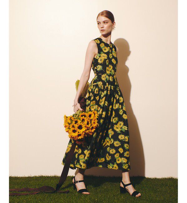 LOULOU WILLOUGHBY「WEB 一部店舗限定 サンフラワープリントバッククロスワンピース」|ワンピース|