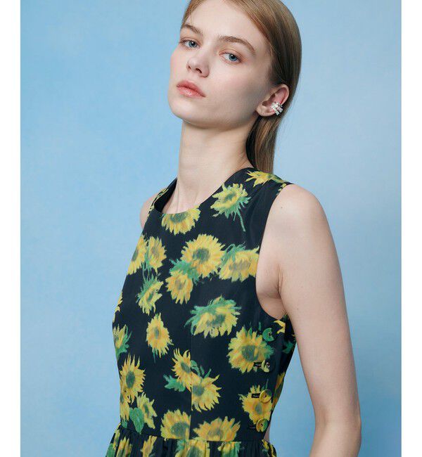 LOULOU WILLOUGHBY「WEB 一部店舗限定 サンフラワープリントバッククロスワンピース」|ワンピース|