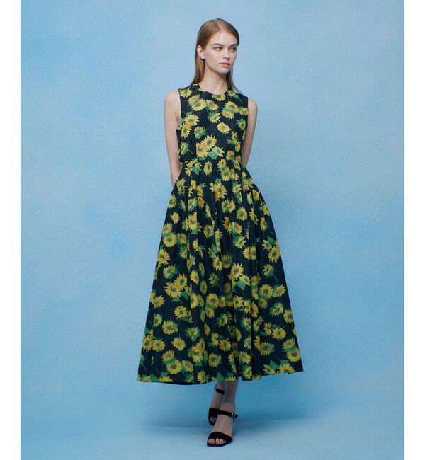 LOULOU WILLOUGHBY「WEB 一部店舗限定 サンフラワープリントバッククロスワンピース」|ワンピース|