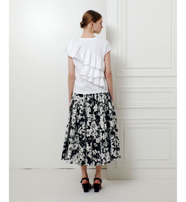 LOULOU WILLOUGHBY「WEB 一部店舗限定 モノトーンフラワープリントギャザースカート」|スカート|