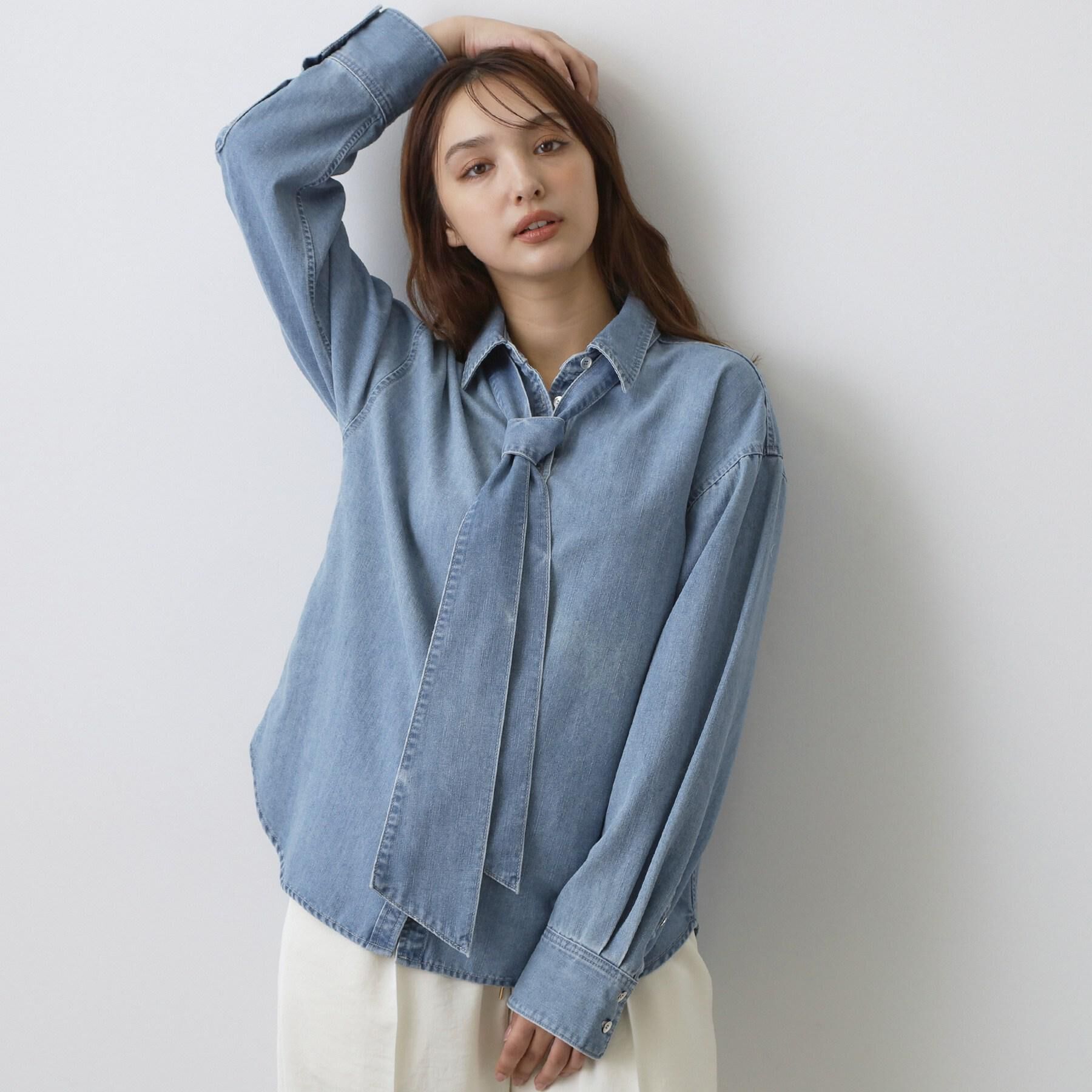 DRESSTERIOR「【取り外し可能】2WAYデニムボウタイシャツ」|シャツ・ブラウス|