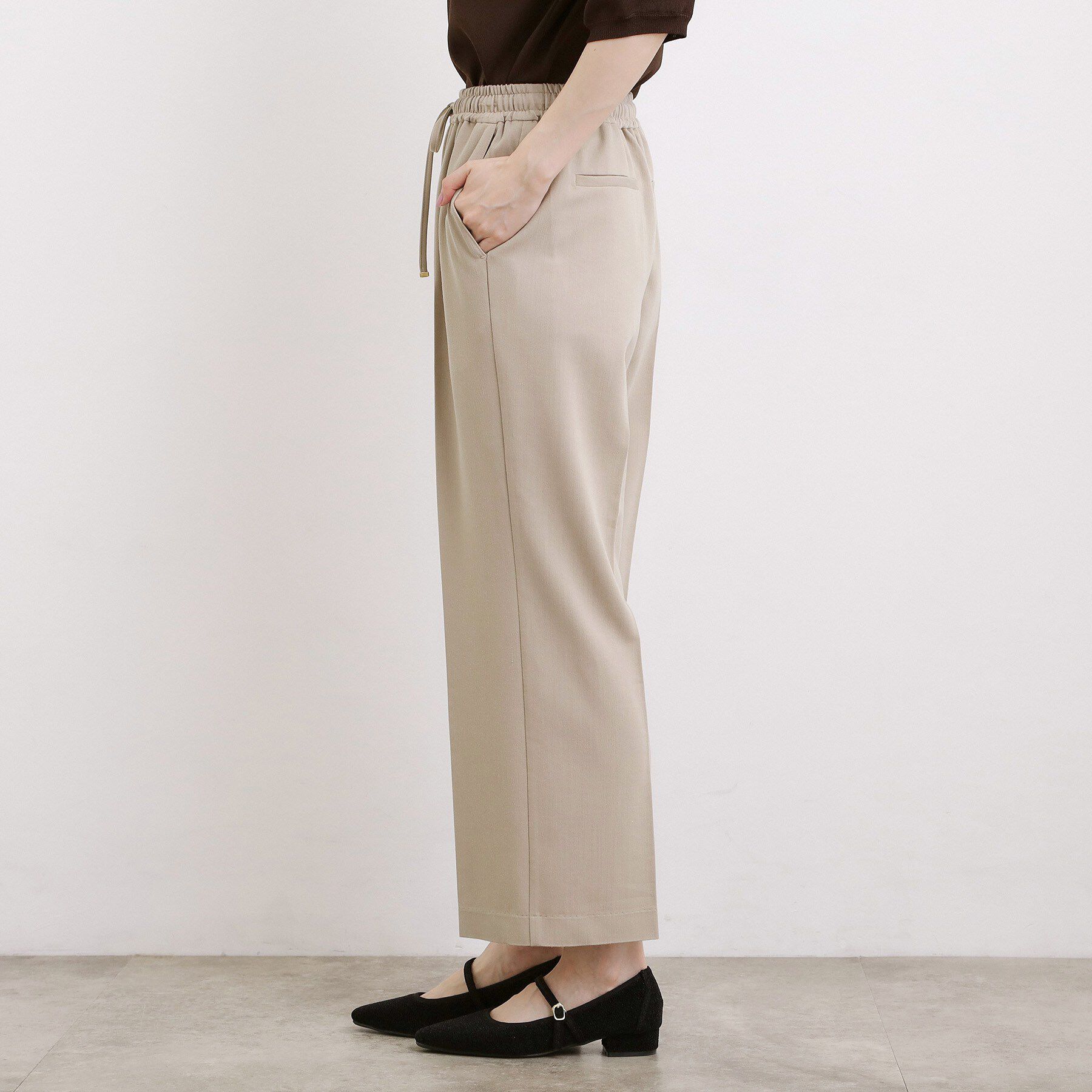 grove「楽ちんできれい見え デニムライクストレッチドロストパンツ」|その他|