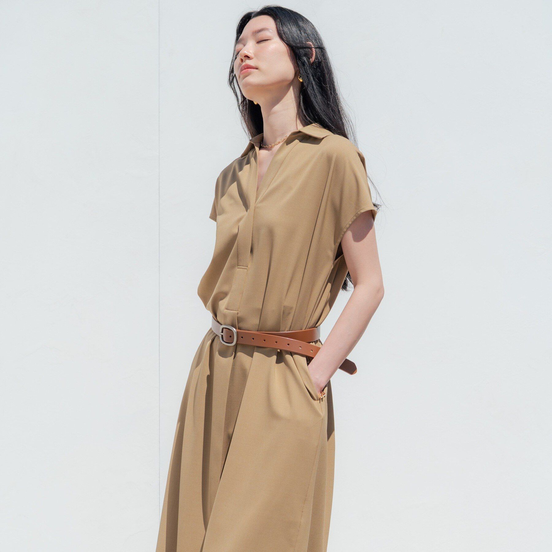 GALLEST「Comfy SET UP｜スキッパーワンピース【通勤／接触冷感／UVカット】」|ワンピース|