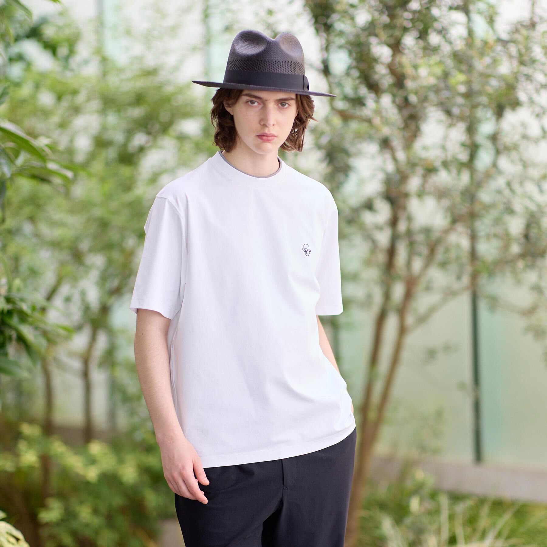 TAKEO KIKUCHI「【汗染み軽減/接触冷感】フェイクレイヤード ワンポイント刺繍Ｔシャツ」|Tシャツ・カットソー|