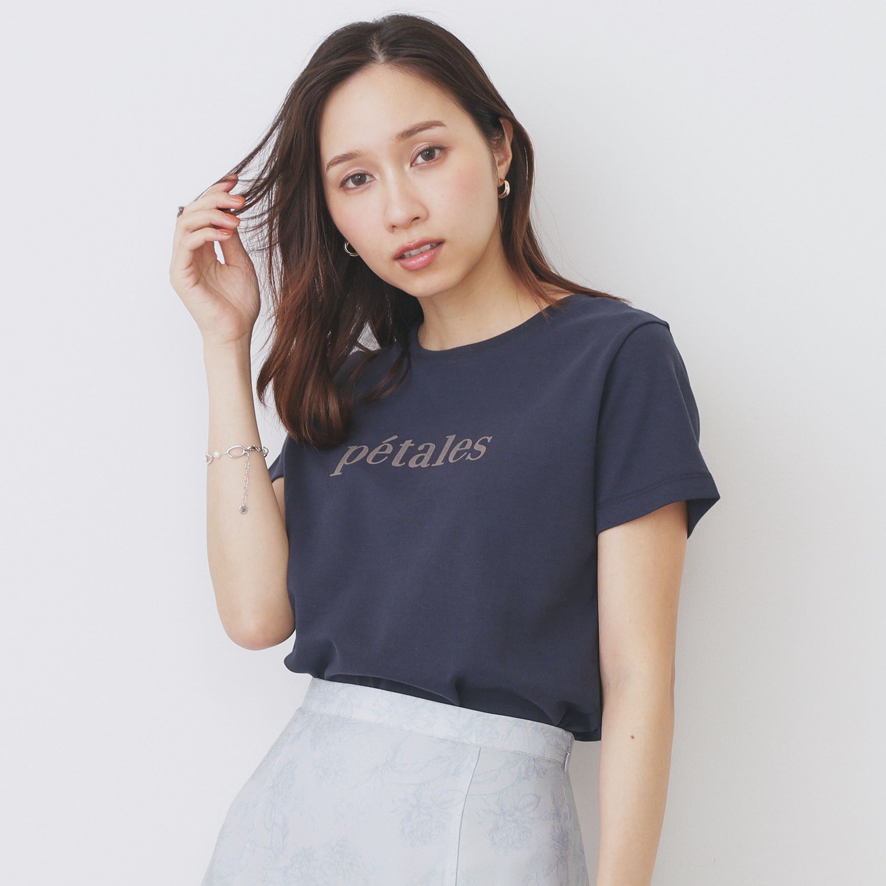 index「《S-LLサイズ》フロッキーロゴTシャツ【接触冷感／UVケア／洗濯機洗い可】」|Tシャツ・カットソー|ネイビー(094)