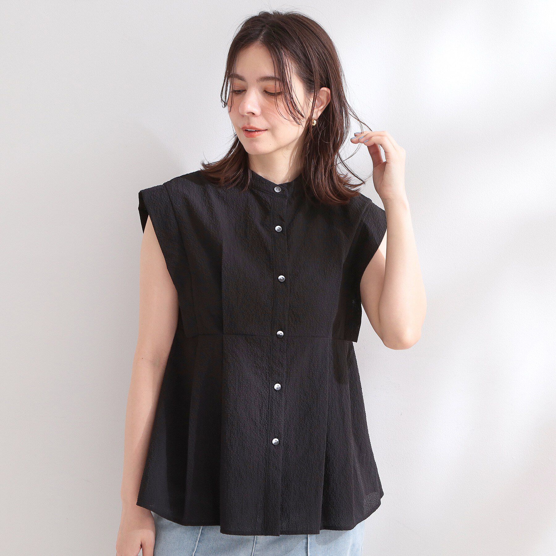OPAQUE.CLIP「『STORY Web7月掲載』ペプラムブラウス《通気性／吸水速乾／UVケア／防シワ／洗濯機OK》」|シャツ・ブラウス|
