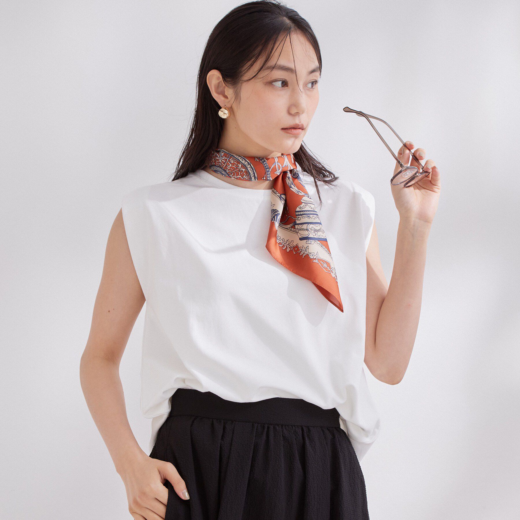 OPAQUE.CLIP「【UV／接触冷感】スーパーアイス ノースリーブカットソー《洗濯機OK》」|Tシャツ・カットソー|