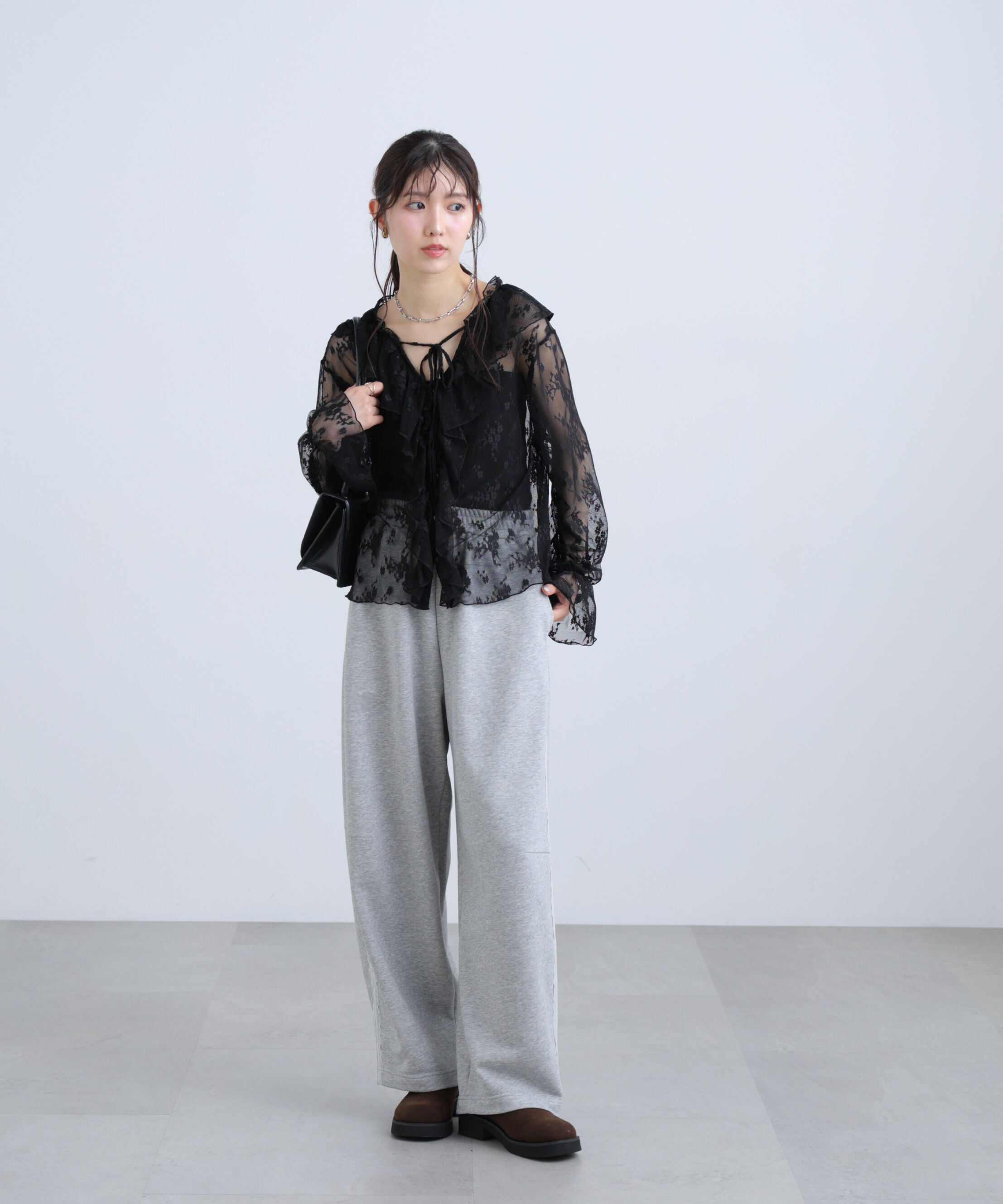  「前開き長袖フリルレースブラウス」|シャツ・ブラウス|