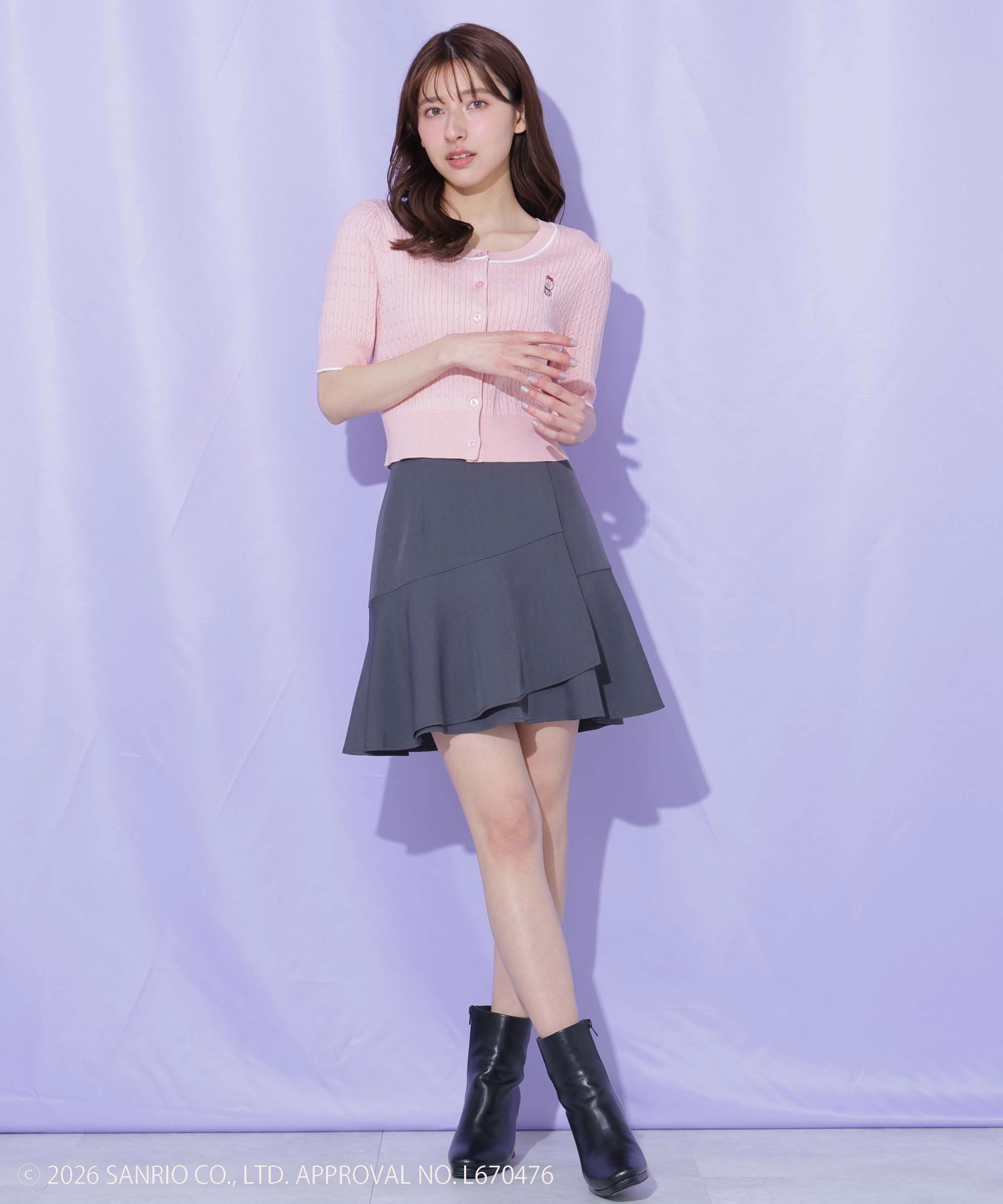  「タイニーチャムミニケーブルカーデトップス」|ニット・セーター|