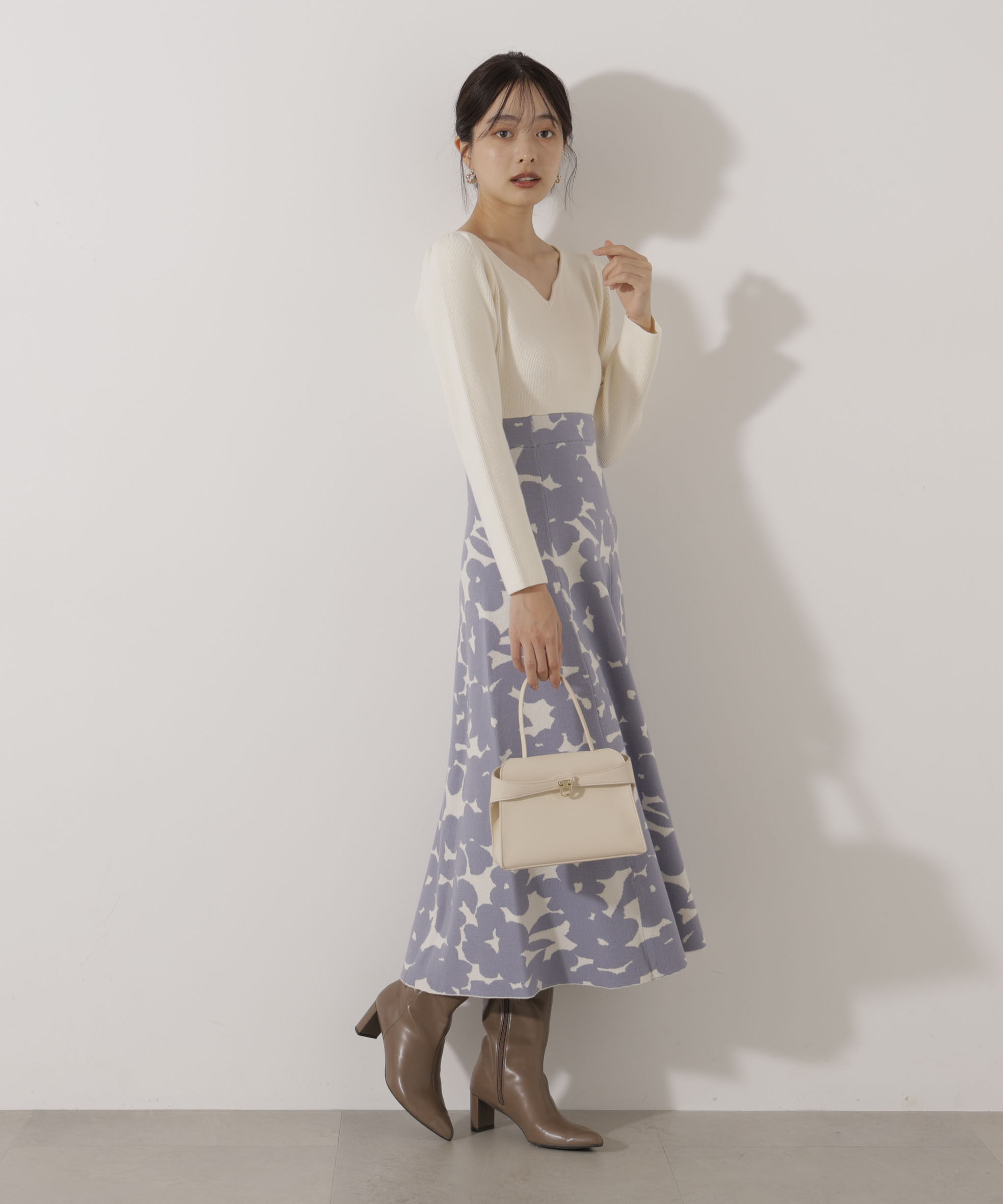 PROPORTION BODY DRESSING「＜加藤栞さん着用＞ジャガードフラワーニットワンピース」|ワンピース|