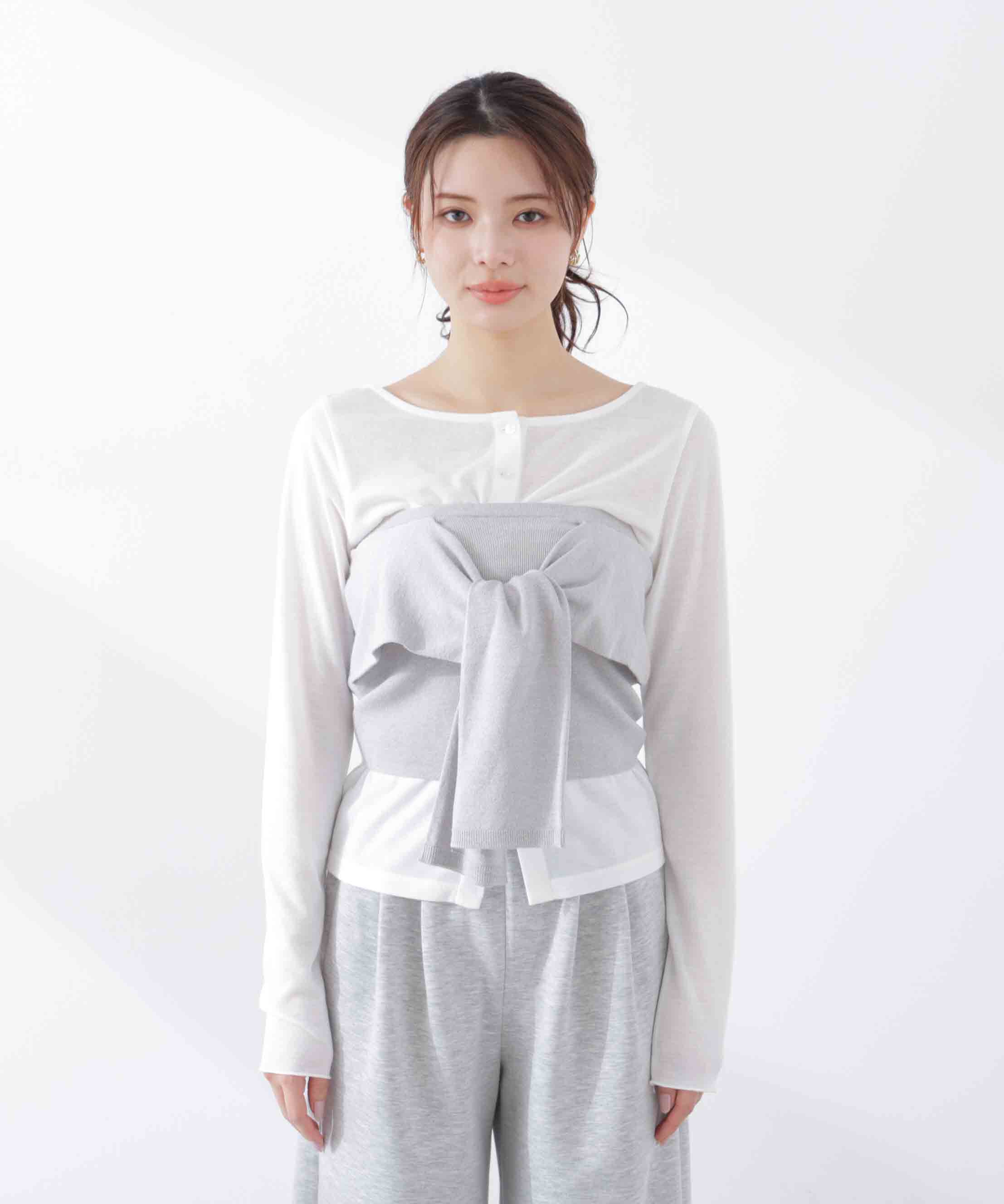 PROPORTION BODY DRESSING「〈a/mie〉リボンニットビスチェ　26SS」|カーディガン|