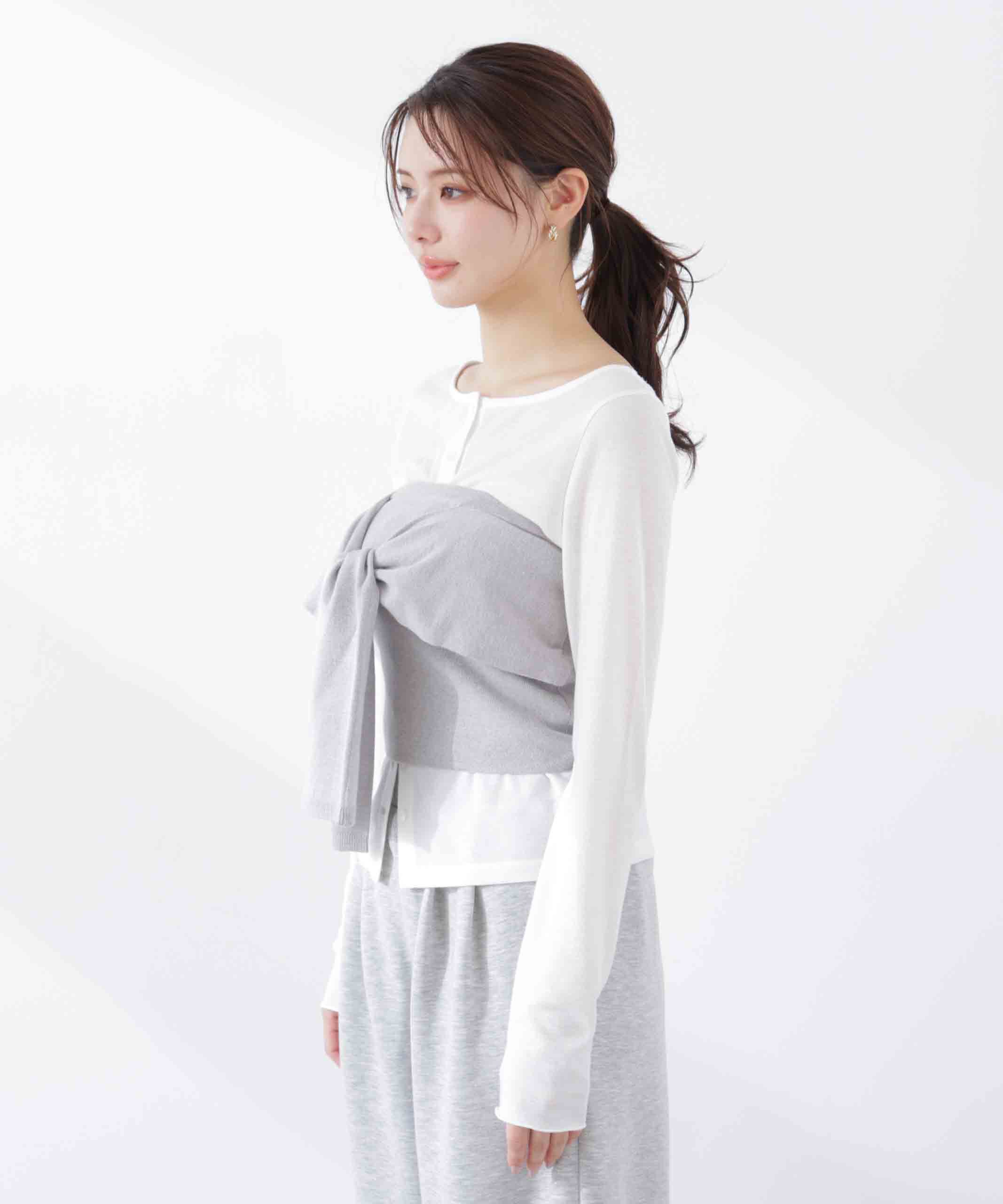 PROPORTION BODY DRESSING「〈a/mie〉リボンニットビスチェ　26SS」|カーディガン|