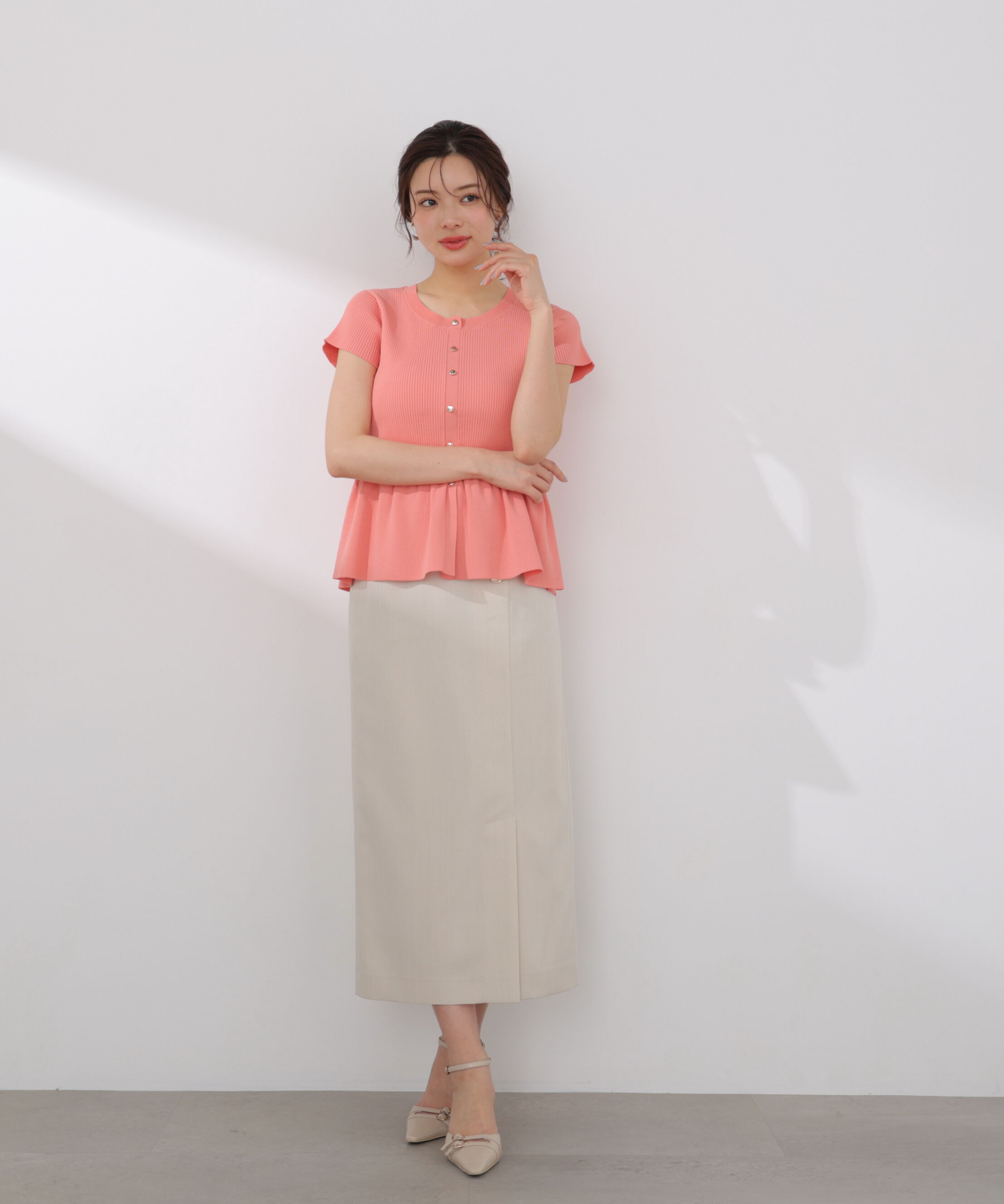 PROPORTION BODY DRESSING「ショート丈リブペプラムニット 26SS」|ニット・セーター|