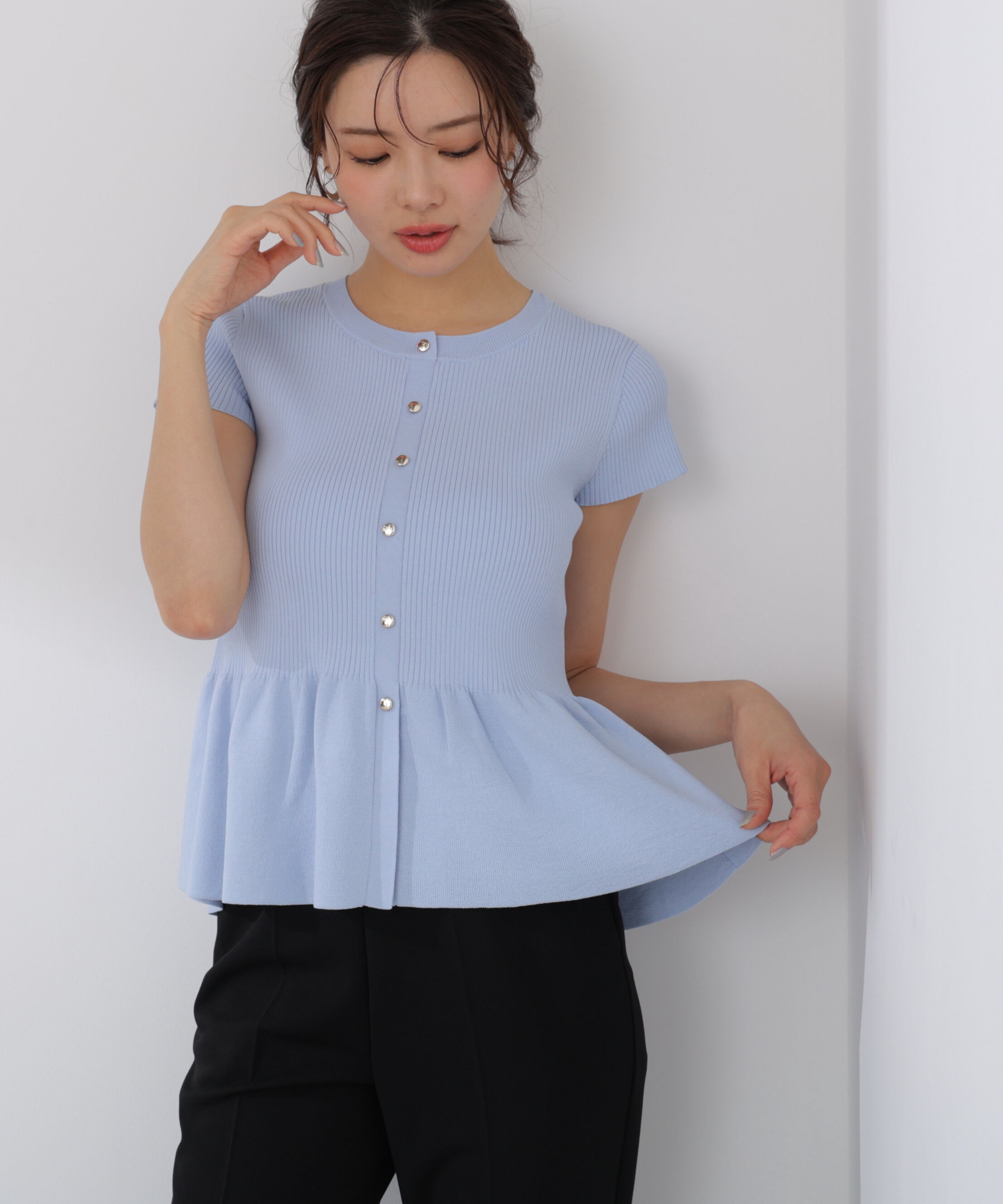 PROPORTION BODY DRESSING「ショート丈リブペプラムニット 26SS」|ニット・セーター|