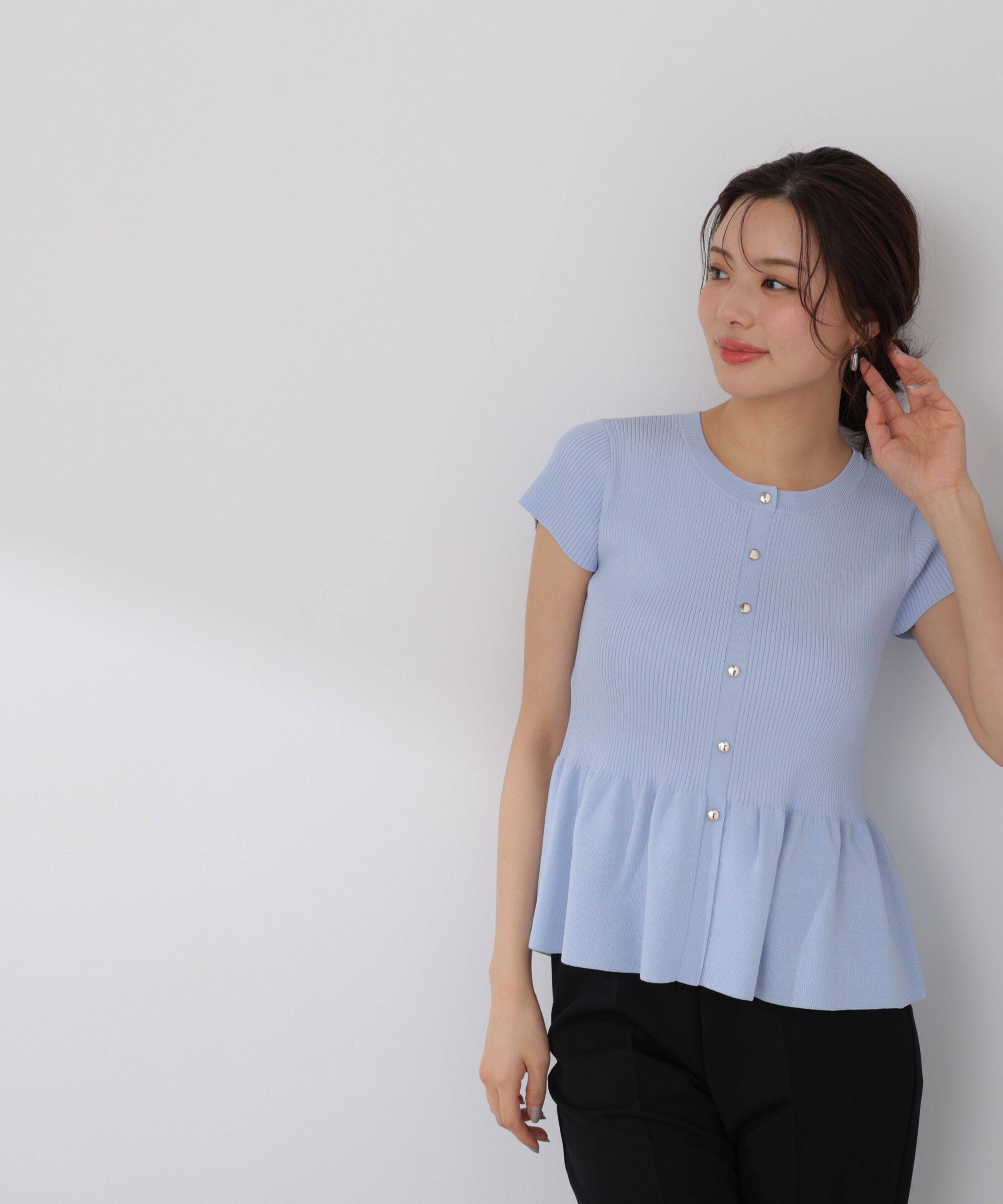 PROPORTION BODY DRESSING「ショート丈リブペプラムニット 26SS」|ニット・セーター|