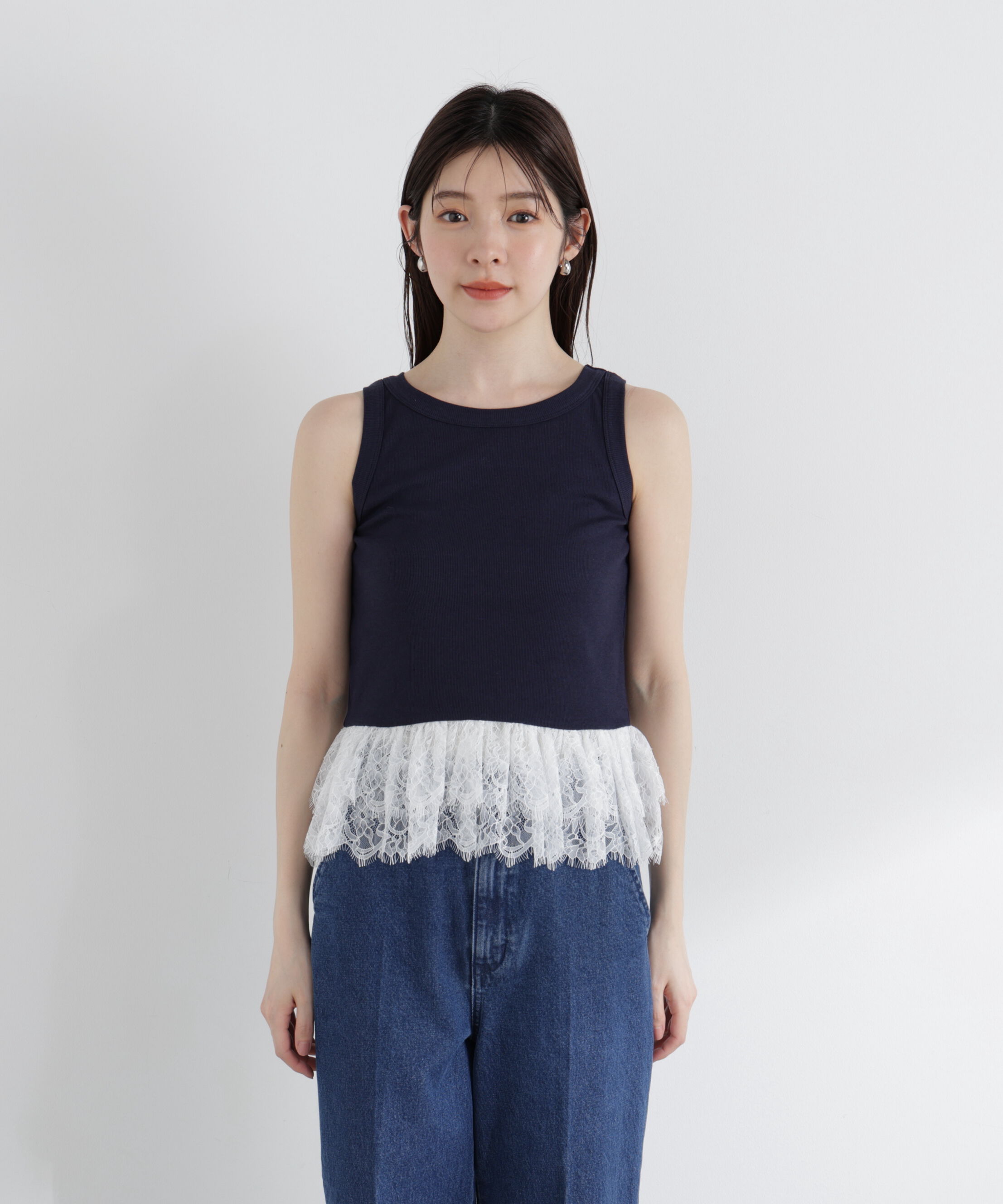 PROPORTION BODY DRESSING「＜中川紅葉さん着用＞〈a/mie〉レースペプラムタンク」|Tシャツ・カットソー|