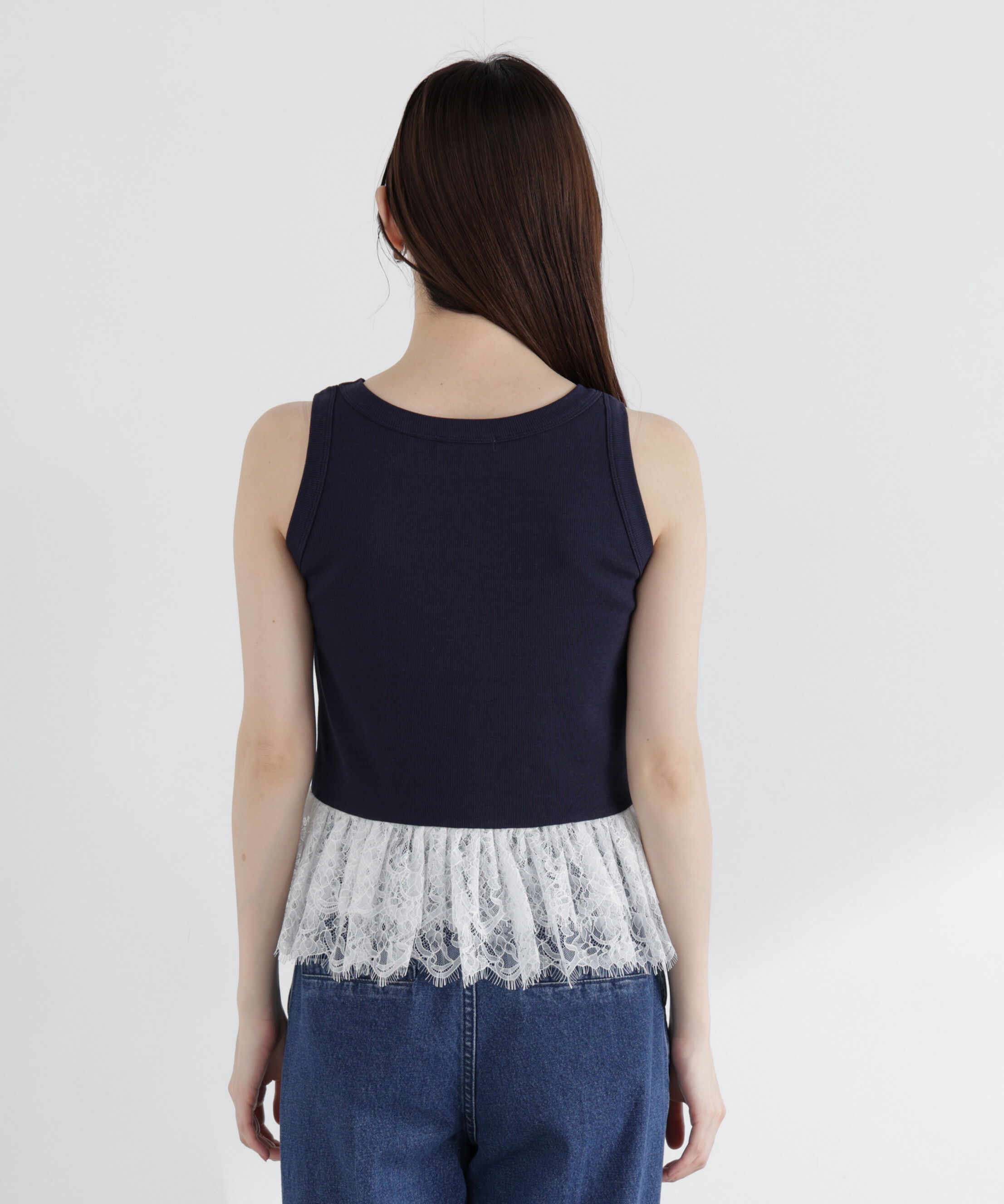 PROPORTION BODY DRESSING「＜中川紅葉さん着用＞〈a/mie〉レースペプラムタンク」|Tシャツ・カットソー|