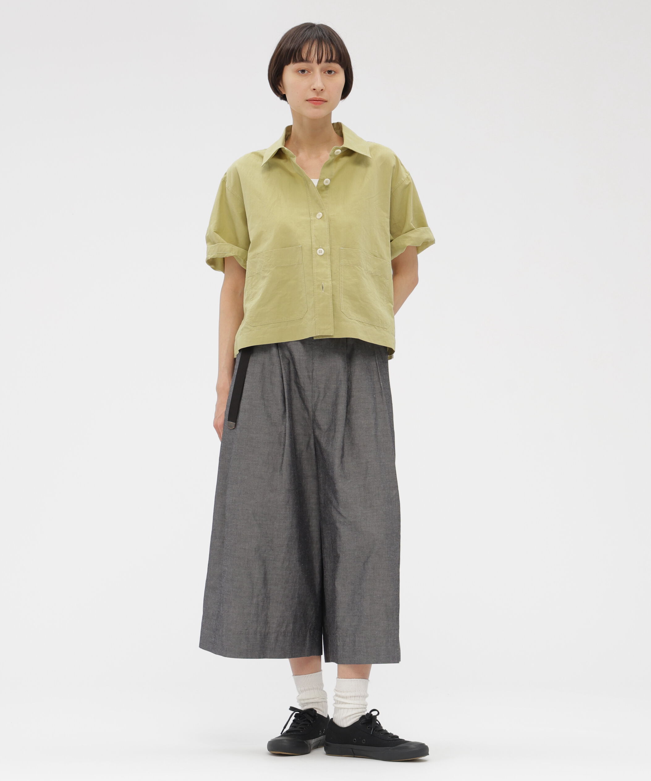  「COTTON RAMIE CHAMBRAY TROUSERS」|キュロット|